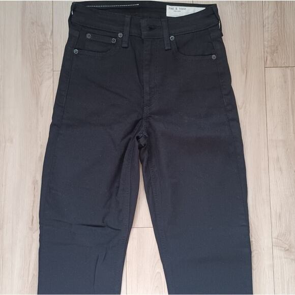 Rag & Bone Nina High-Rise Slim Cigarette Jeans Black Frayed Hem 24W NWT - Picture 6 of 13